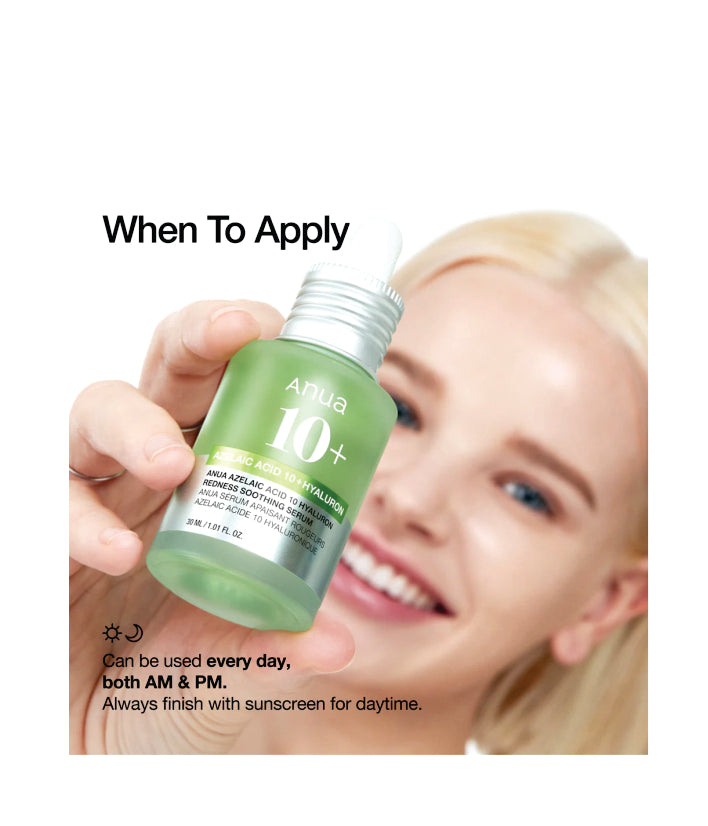 Anua Azelaic Acid 10 Hyaluron Redness Soothing Serum Korean Skincare 30ml / 1.01 fl. oz.