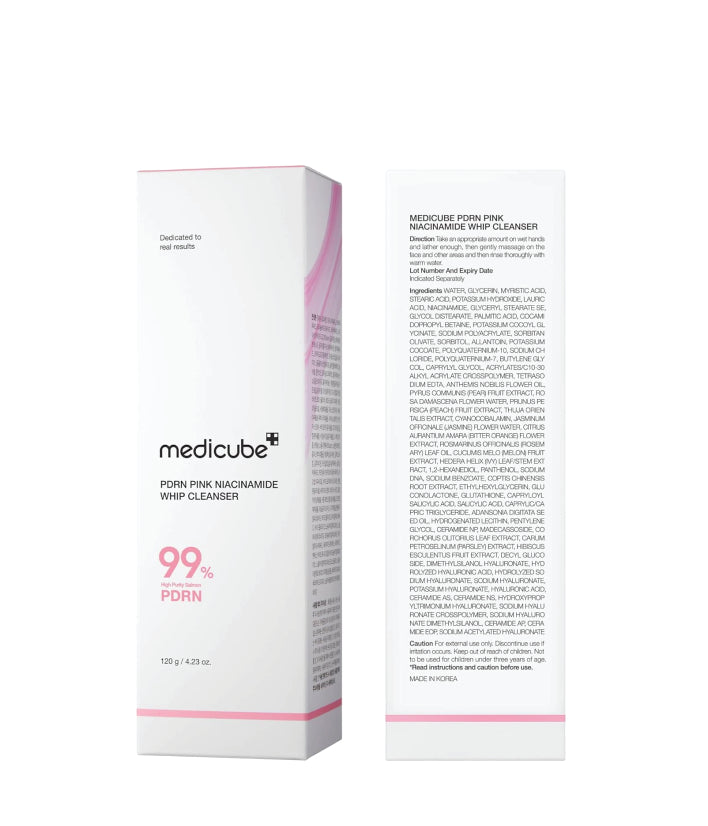 Medicube PDRN Pink Niacinamide Whip Cleanser Korean skincare 120g / 4.23 oz.