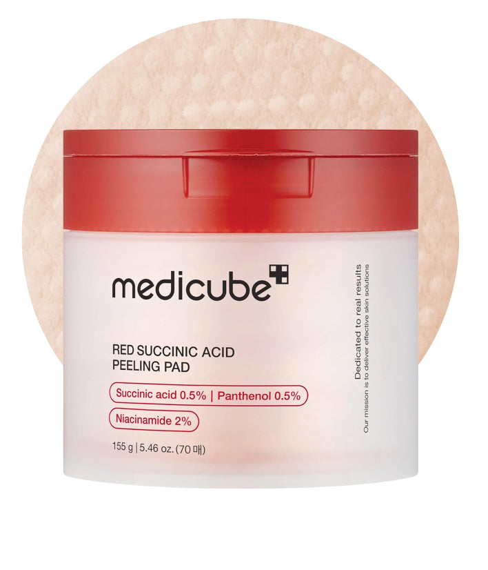 Medicube, Red Succinic Acid Panthenol Peeling Pad Korean skincare 155g | 5.46 oz. (70 Pads)