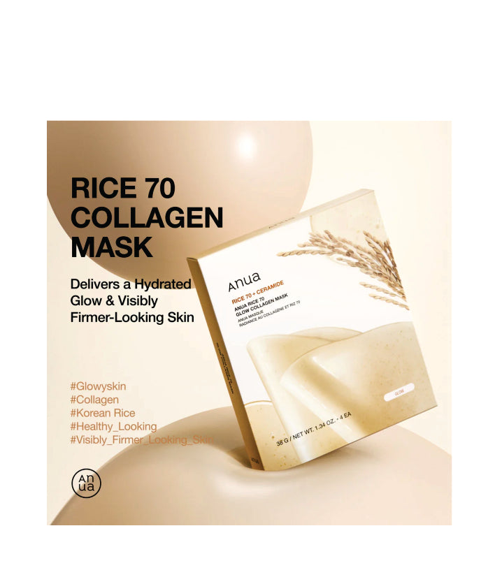 Anua Rice 70 Glow Collagen Mask Korean Skincare 1.34 oz. 38g