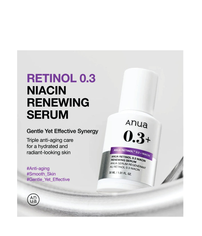 Anua Nano Retinol™ 0.3% + Niacin Renewing Serum Korean Skincare 30ml / 1.01 fl. oz.