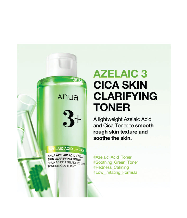 Anua Azelaic 3 Cica Skin Clarifying Toner Korean Skincare 250ml / 8.45 fl. oz.