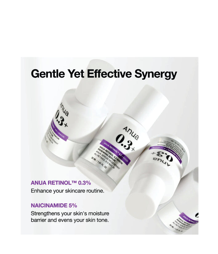 Anua Nano Retinol™ 0.3% + Niacin Renewing Serum Korean Skincare 30ml / 1.01 fl. oz.