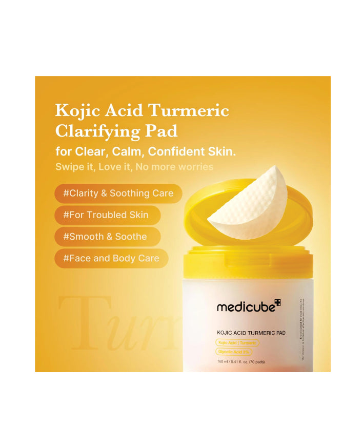 Medicube Kojic Acid Turmeric Toner Pad Korean skincare  160ml / 5.41 fl.  oz. ( 70Pads )