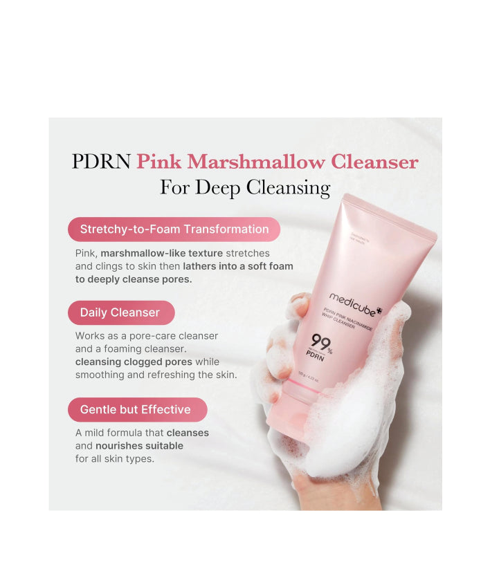 Medicube PDRN Pink Niacinamide Whip Cleanser Korean skincare 120g / 4.23 oz.