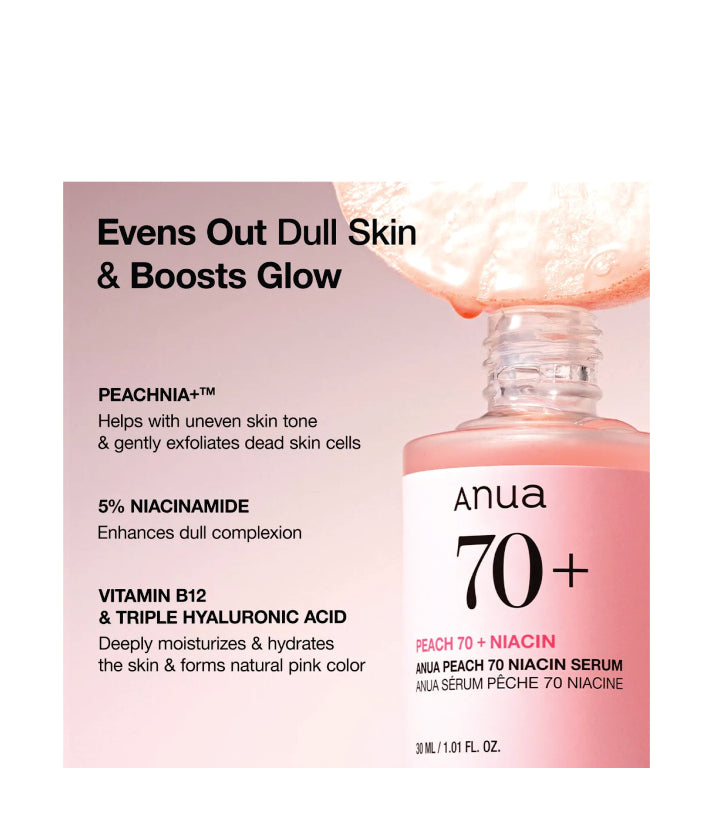Anua Peach 70% Niacinamide Serum Korean Skincare 30ml / 1.01 fl. oz.