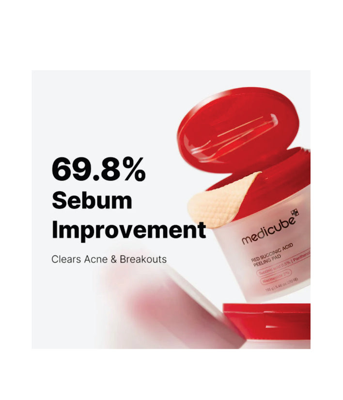 Medicube, Red Succinic Acid Panthenol Peeling Pad Korean skincare 155g | 5.46 oz. (70 Pads)