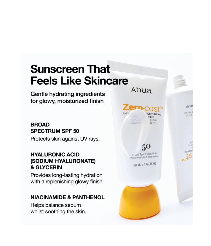 Anua Zero-cast Moisturizing Finish Sunscreen Korean Skincare 50ml / 1.69 fl.oz.