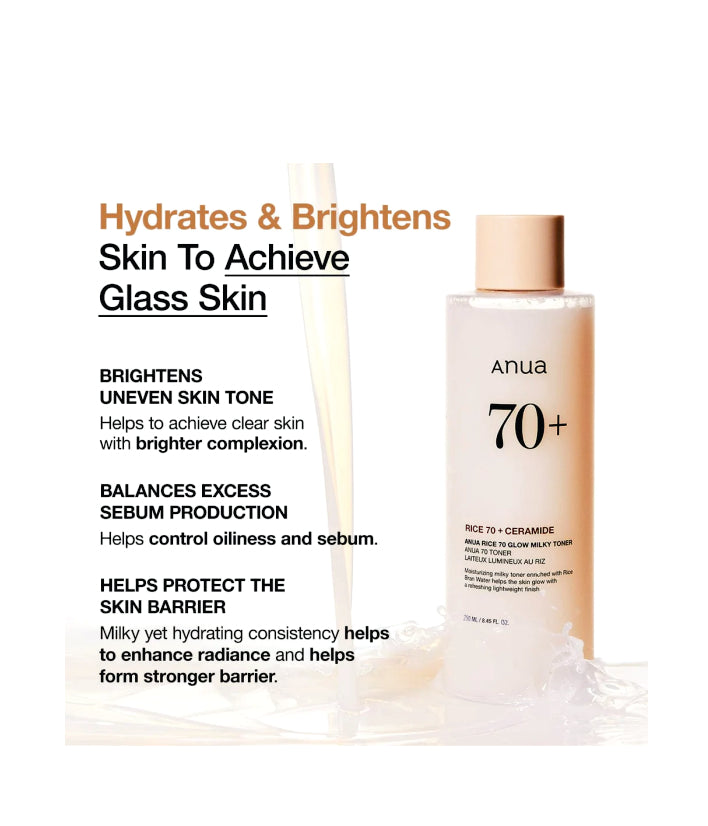 Anua Rice 70 Glow Milky Toner Korean Skincare 250ml / 8.45 fl. oz.
