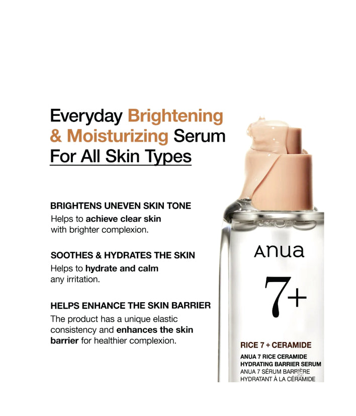 Anua Rice Ceramide 7 Hydrating Barrier Serum Korean Skincare 50ml / 1.69 fl. oz.