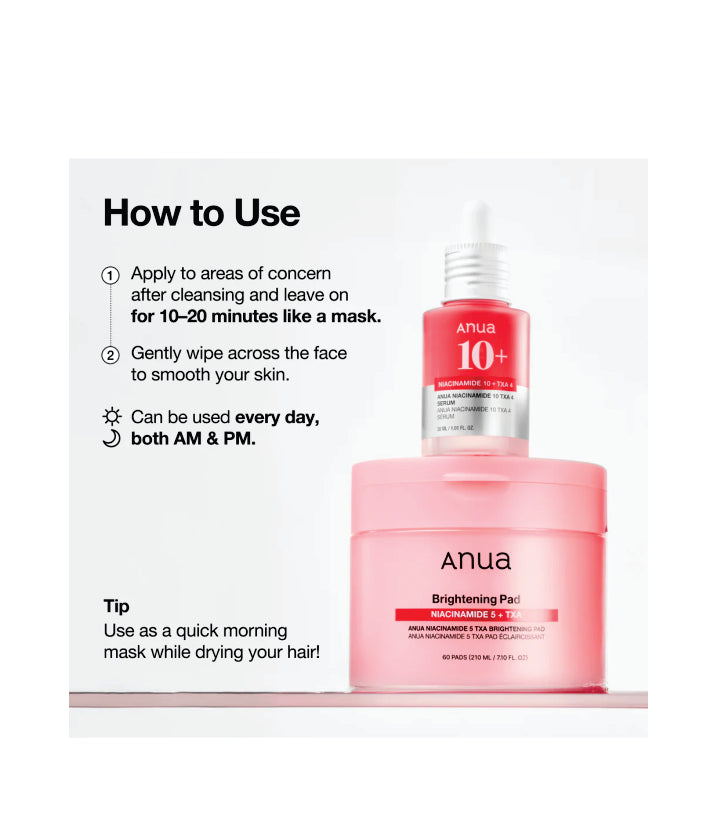 Anua Niacinamide 5 TXA Brightening Pad 70 Pads Korean Skincare 250ml / 7.10 fl. oz.