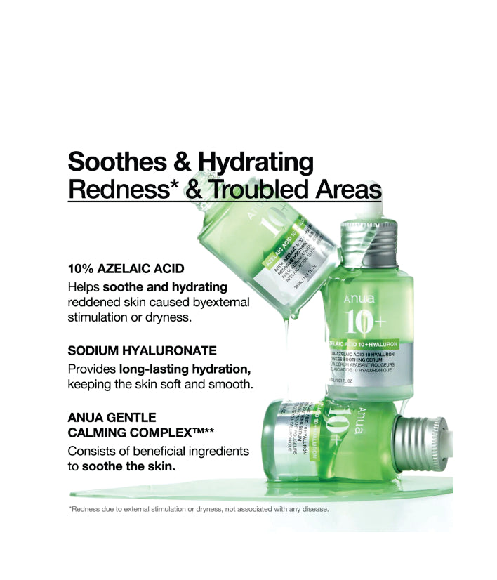 Anua Azelaic Acid 10 Hyaluron Redness Soothing Serum Korean Skincare 30ml / 1.01 fl. oz.