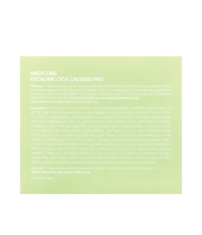 Medicube, Exosome Cica Calming Toner  Pad, 100 Pads, Korean skincare 5.07 fl oz (150 ml)