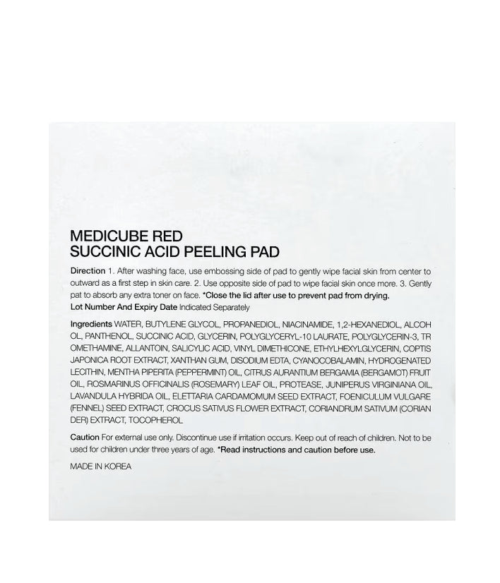 Medicube, Red Succinic Acid Panthenol Peeling Pad Korean skincare 155g | 5.46 oz. (70 Pads)