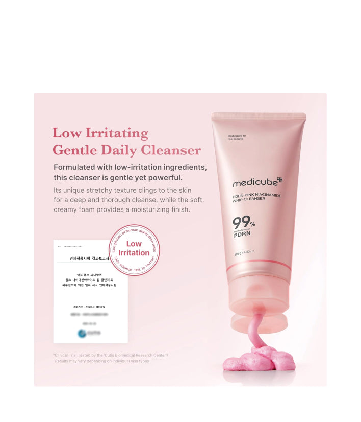 Medicube PDRN Pink Niacinamide Whip Cleanser Korean skincare 120g / 4.23 oz.