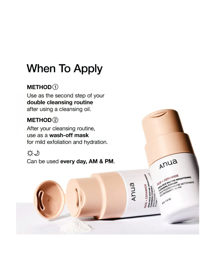 Anua Rice Enzyme Brightening Cleansing Powder Korean Skincare 40g / 1.41 fl. oz.